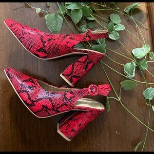 Nasty Gal Snakeskin Red Heels